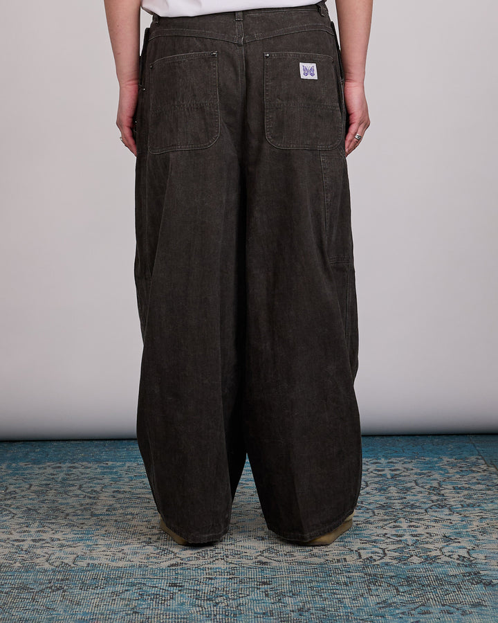 Needles Apron H.D. Pant Cotton-Linen Canvas Sumi Dye Black