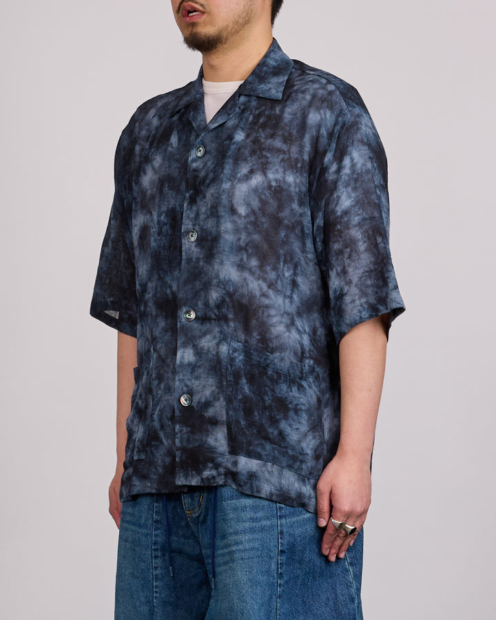 Needles Cabana Button Shirt Uneven Dye Mesh Jacquard Black