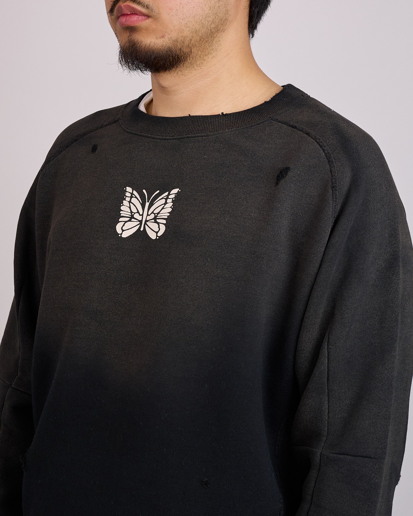 Needles Deconstructed Crewneck Sweat Shirt Black – LESS 17