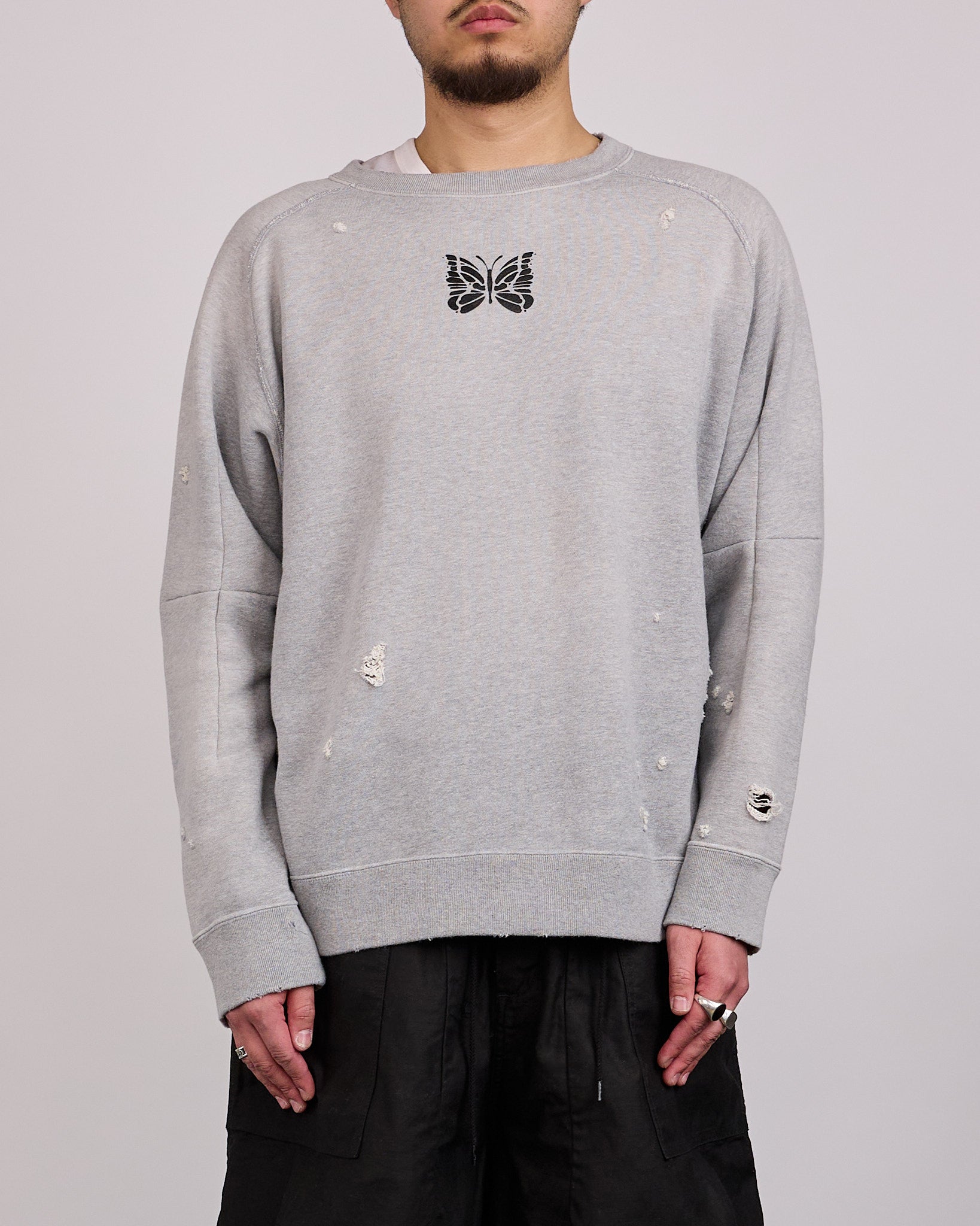 Needles Deconstructed Crewneck Sweat Shirt Lt.Grey – LESS 17
