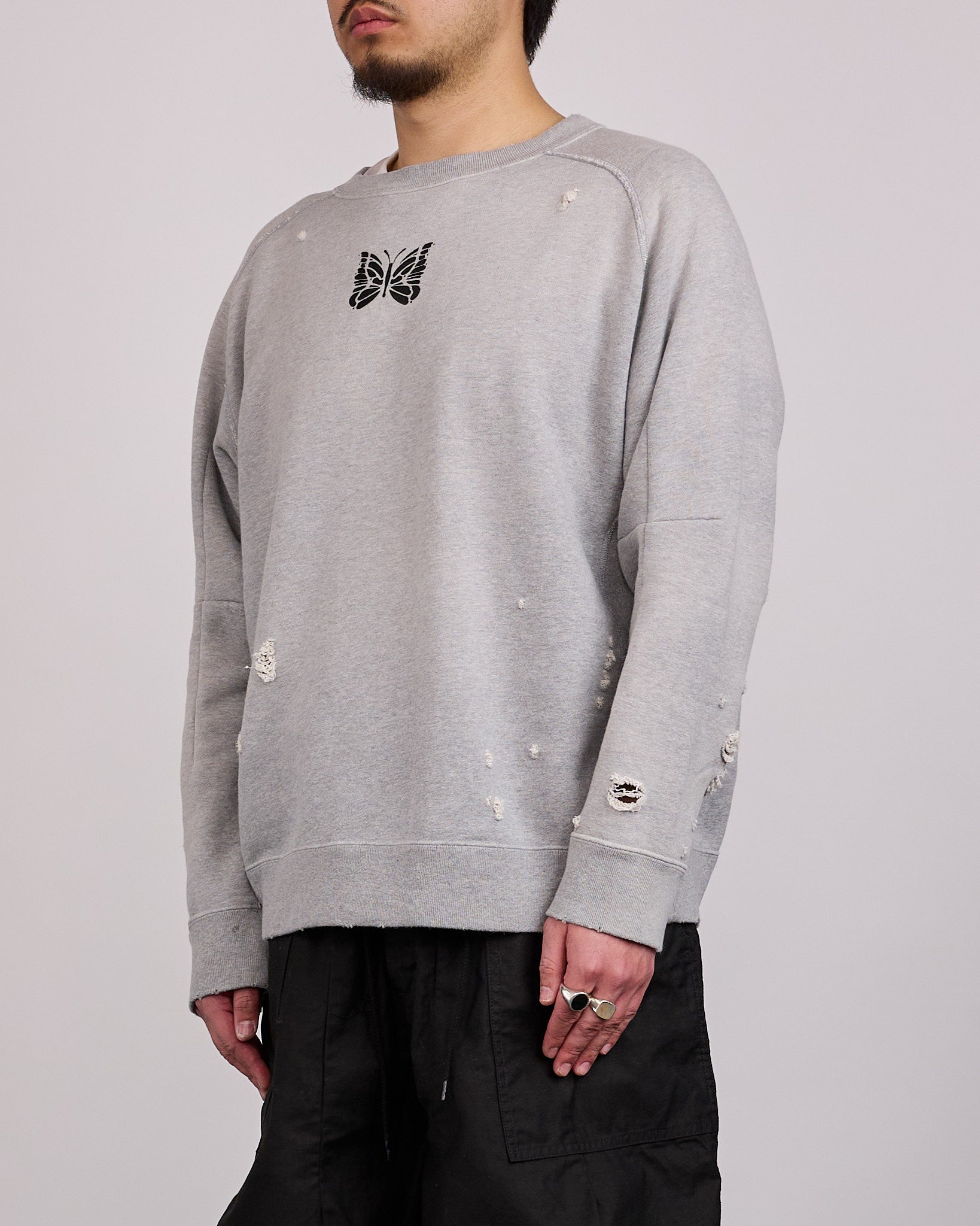 Needles Deconstructed Crewneck Sweat Shirt Lt.Grey – LESS 17