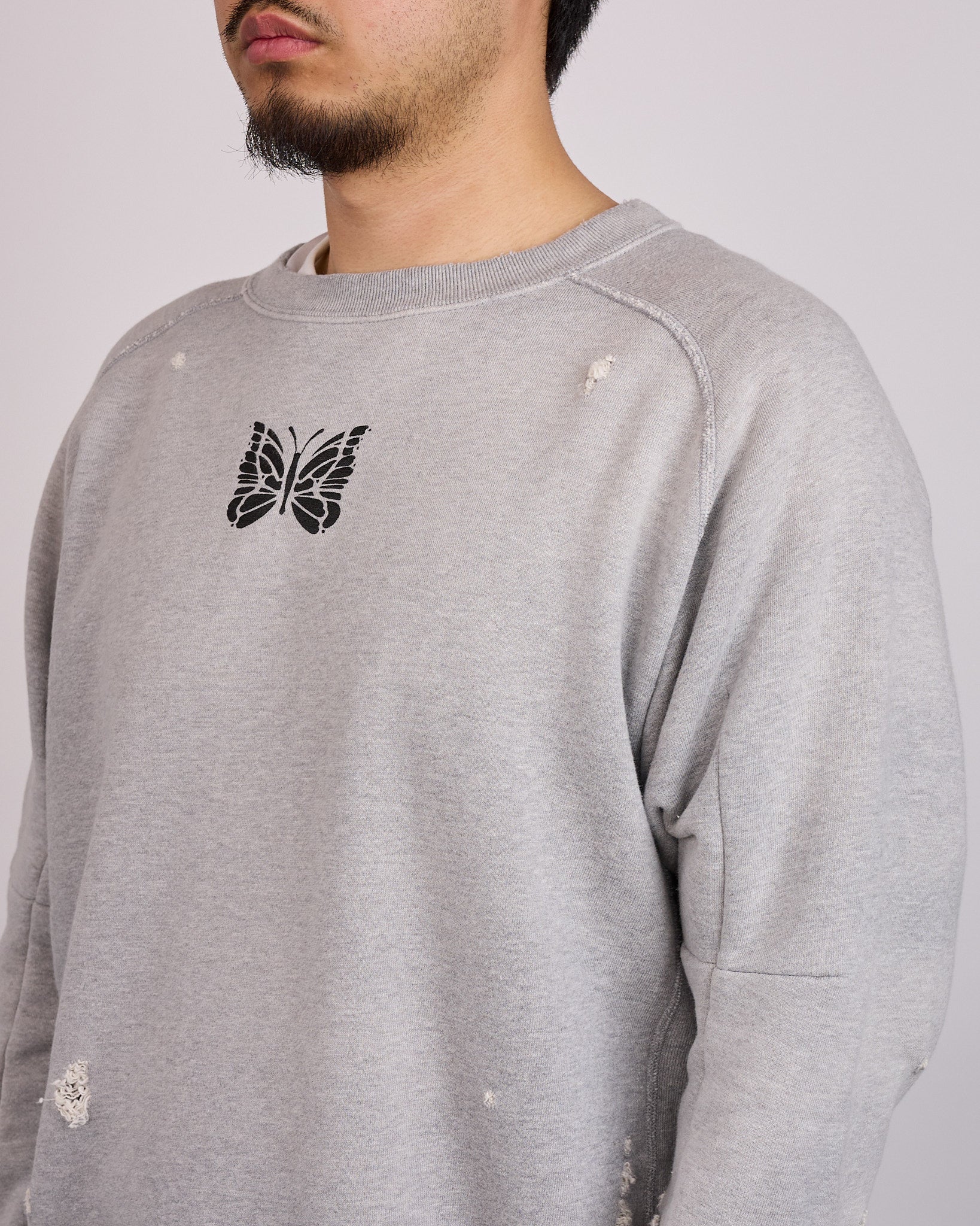 Needles Deconstructed Crewneck Sweat Shirt Lt.Grey – LESS 17
