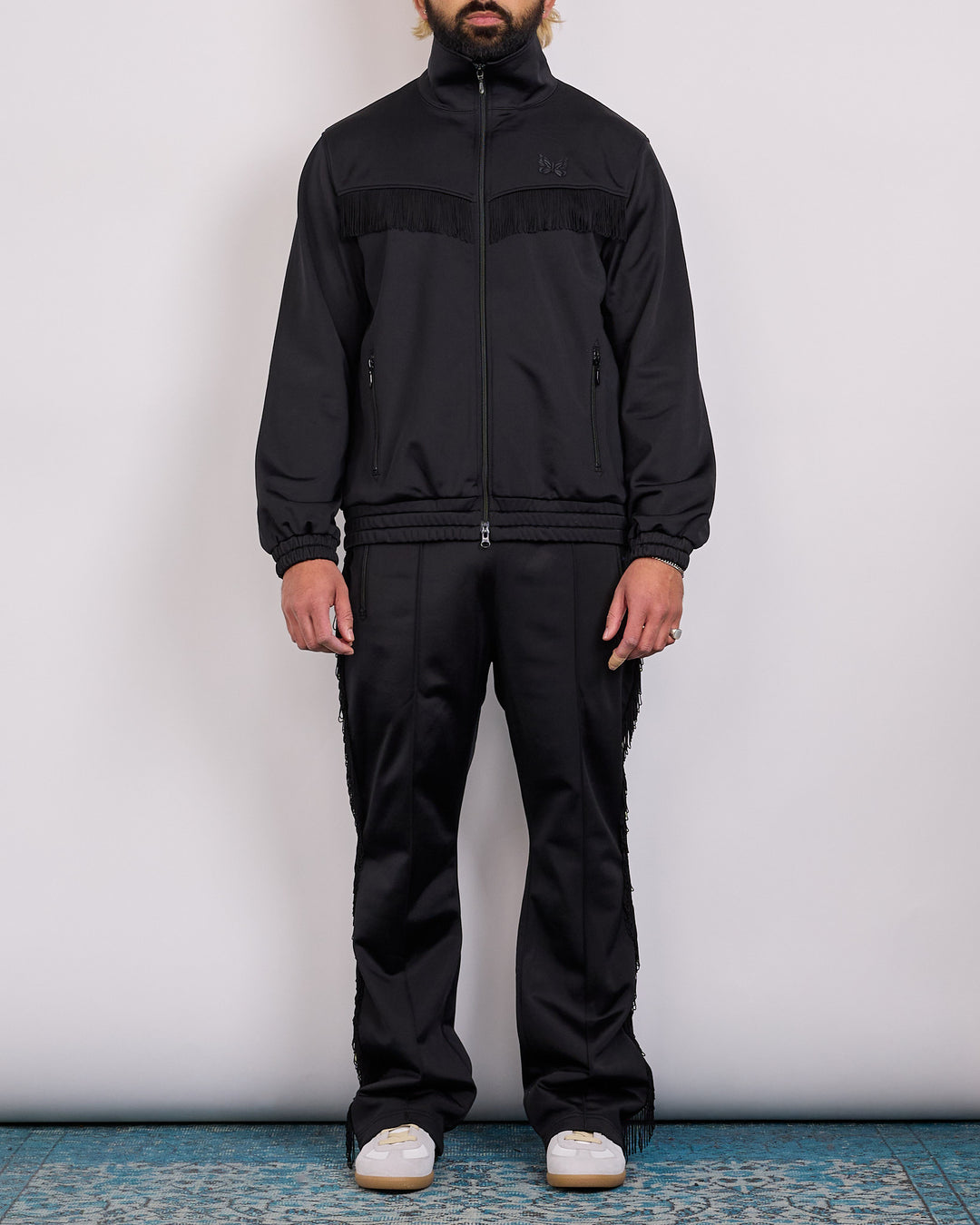 Needles Fringe Tricot Jersey Track Jacket Black