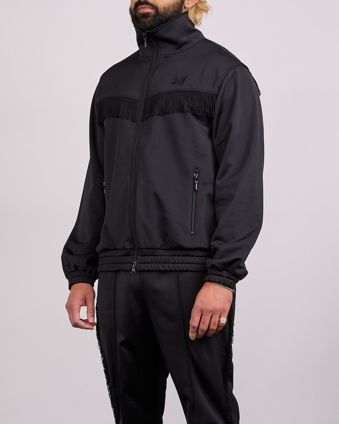 Needles Fringe Tricot Jersey Track Jacket Black