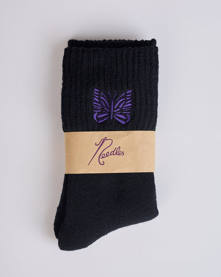 Needles Merino Wool Rib Sock Black