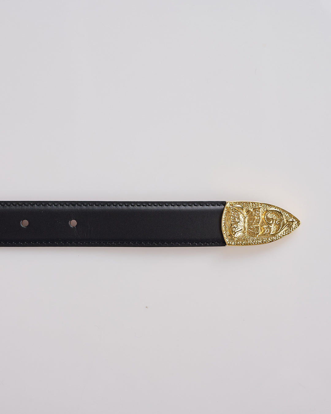 Needles Papillon Western Tip Steer Leather Belt Black