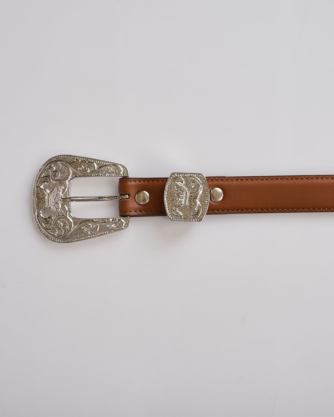 Needles Papillon Western Tip Steer Leather Belt Brown