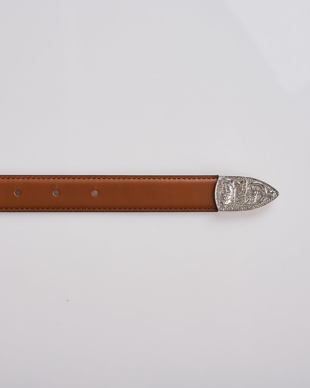 Needles Papillon Western Tip Steer Leather Belt Brown