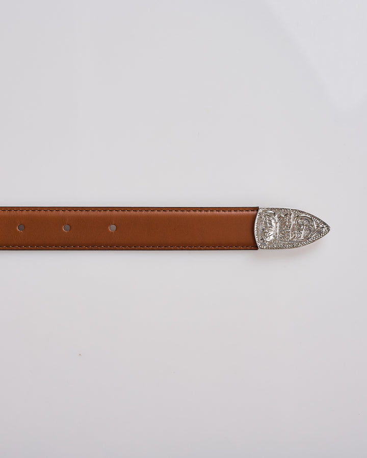Needles Papillon Western Tip Steer Leather Belt Brown