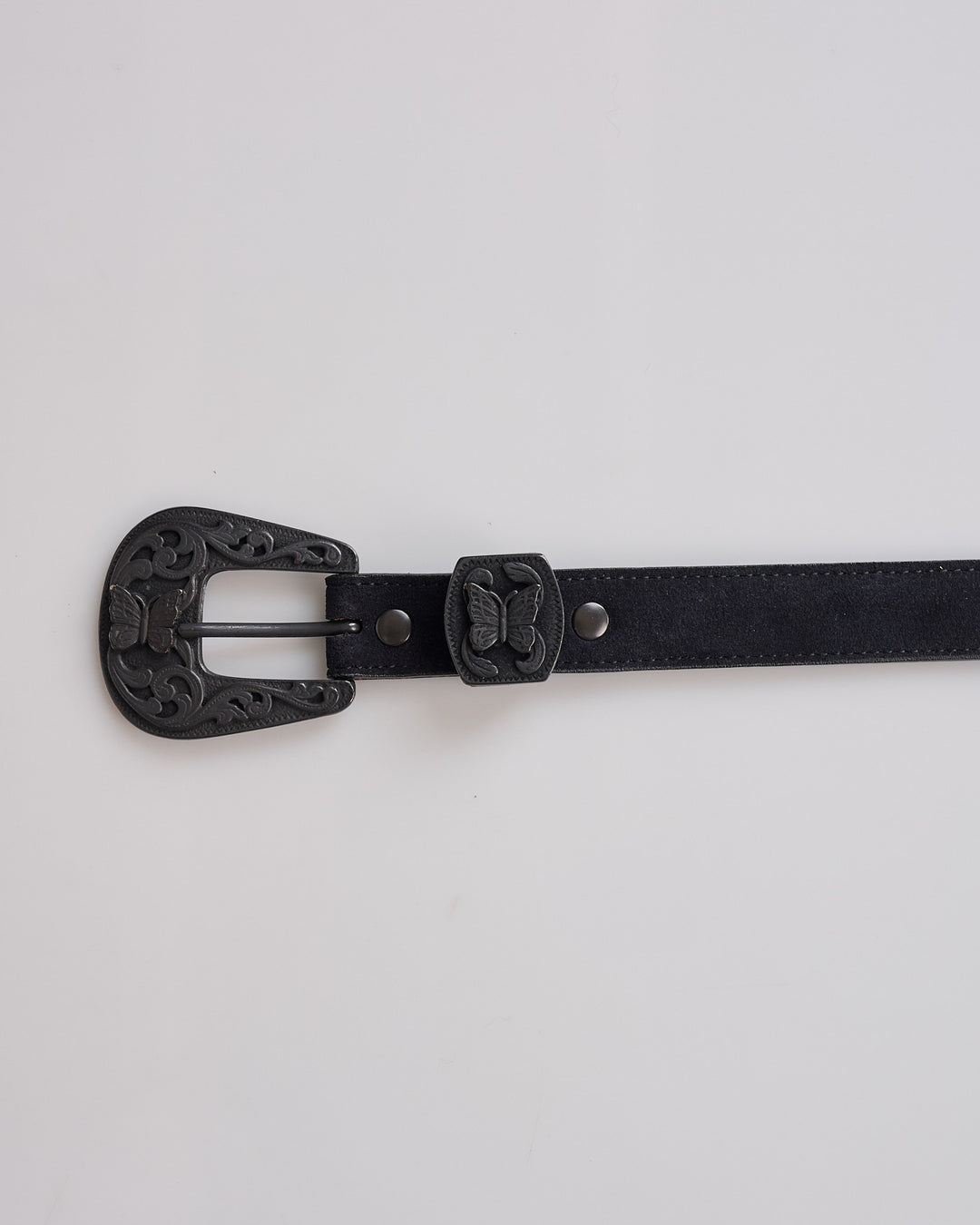Needles Papillon Western Tip Suede Belt Black