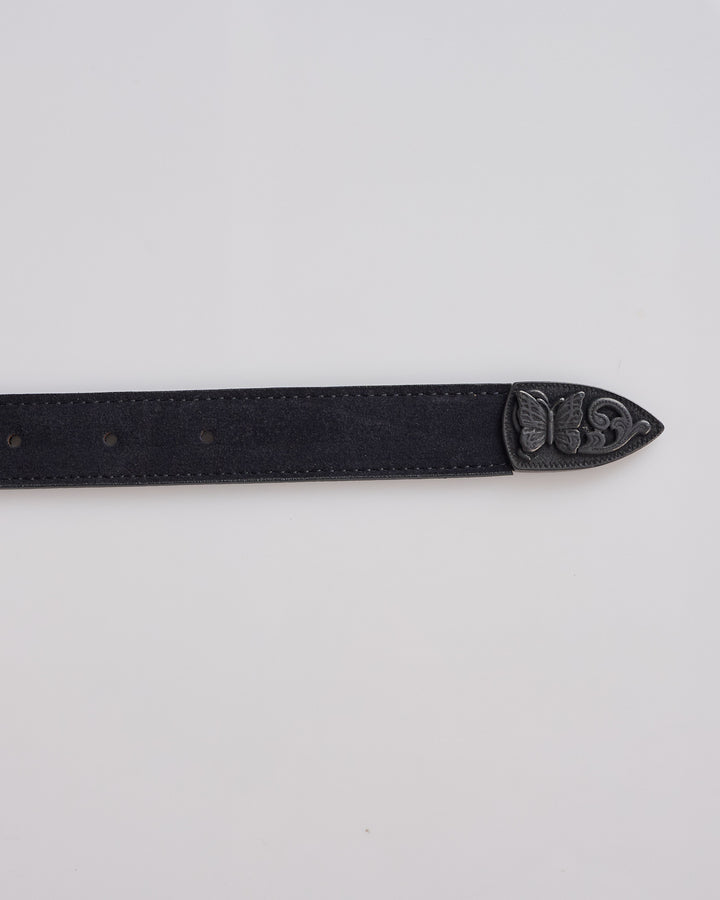 Needles Papillon Western Tip Suede Belt Black