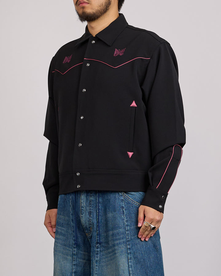Needles Piping Cowboy Double Cloth Snap Jacket Black