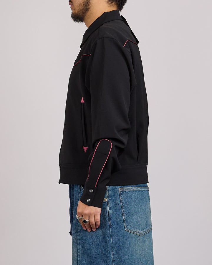 Needles Piping Cowboy Double Cloth Snap Jacket Black