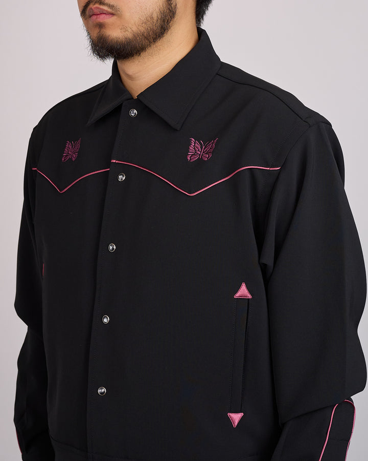 Needles Piping Cowboy Double Cloth Snap Jacket Black
