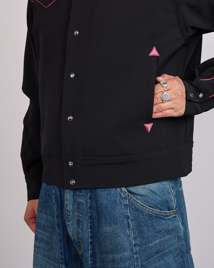 Needles Piping Cowboy Double Cloth Snap Jacket Black
