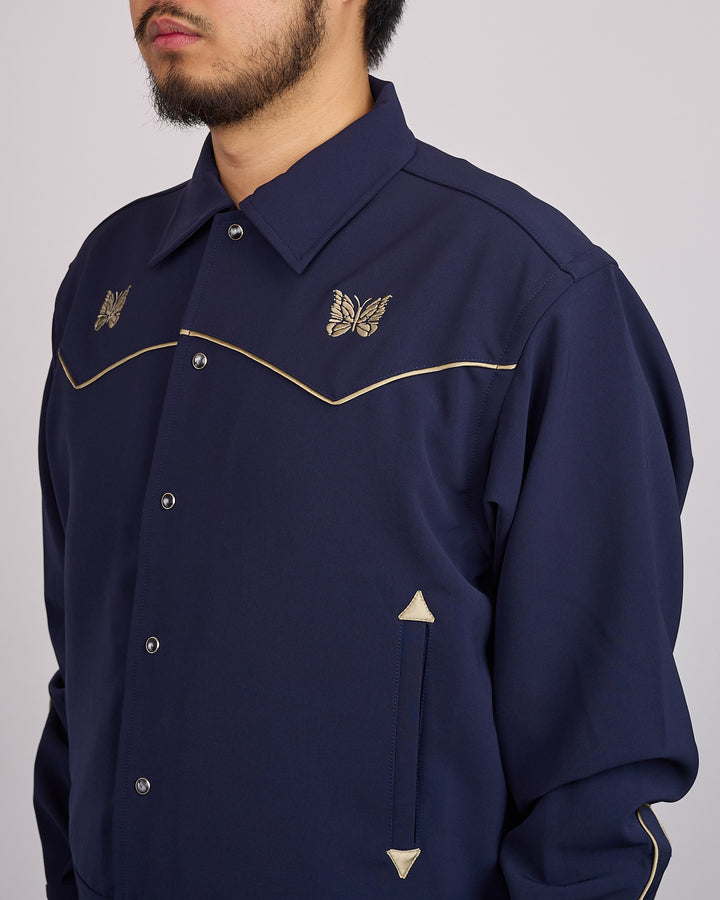 Needles Piping Cowboy Double Cloth Snap Jacket Navy
