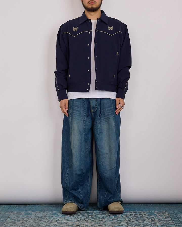 Needles Piping Cowboy Double Cloth Snap Jacket Navy