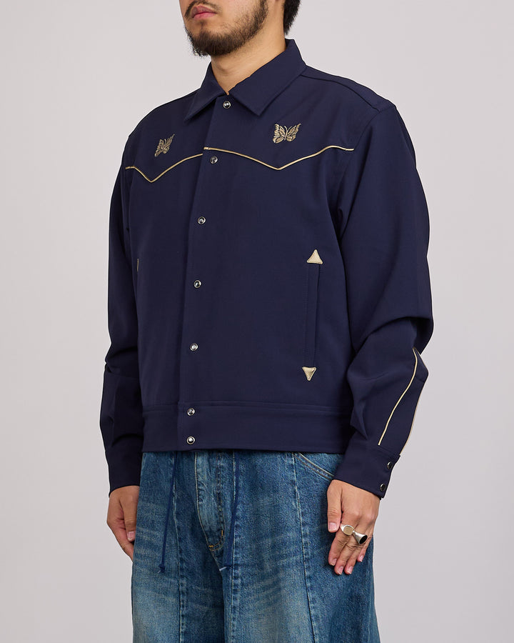 Needles Piping Cowboy Double Cloth Snap Jacket Navy