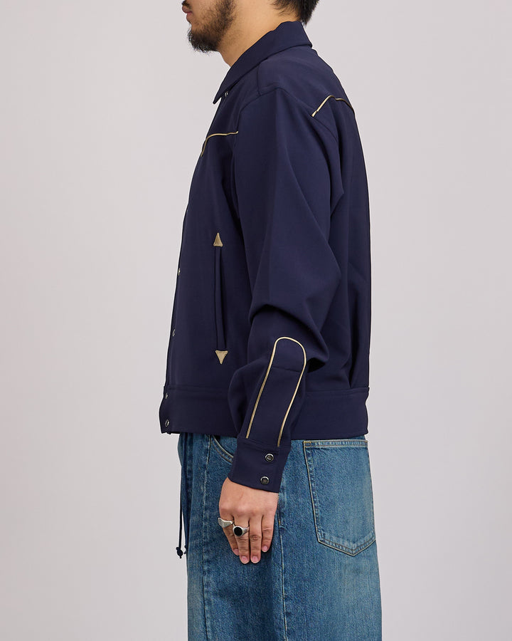 Needles Piping Cowboy Double Cloth Snap Jacket Navy
