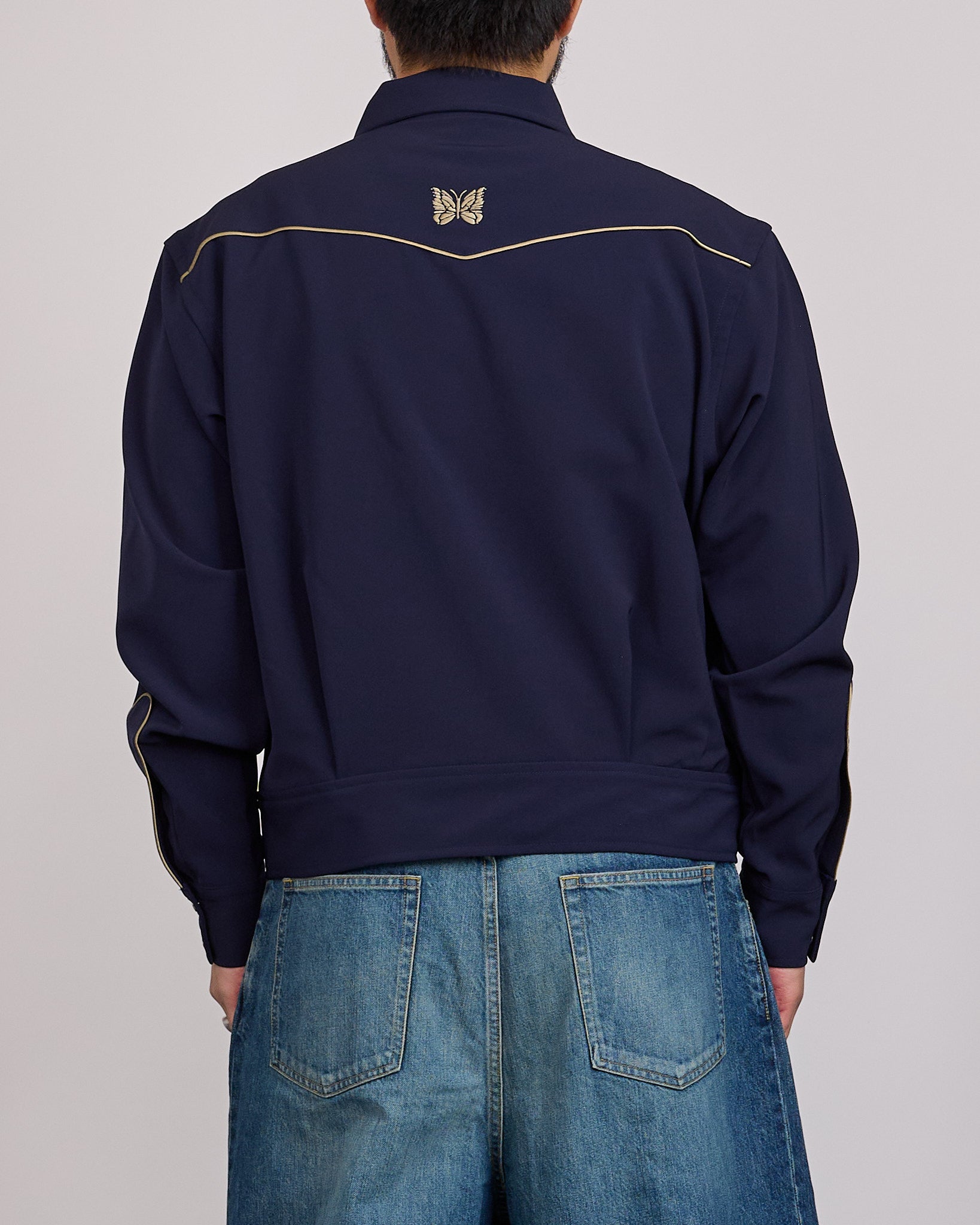 Needles Piping Cowboy Double Cloth Snap Jacket Navy – LESS 17
