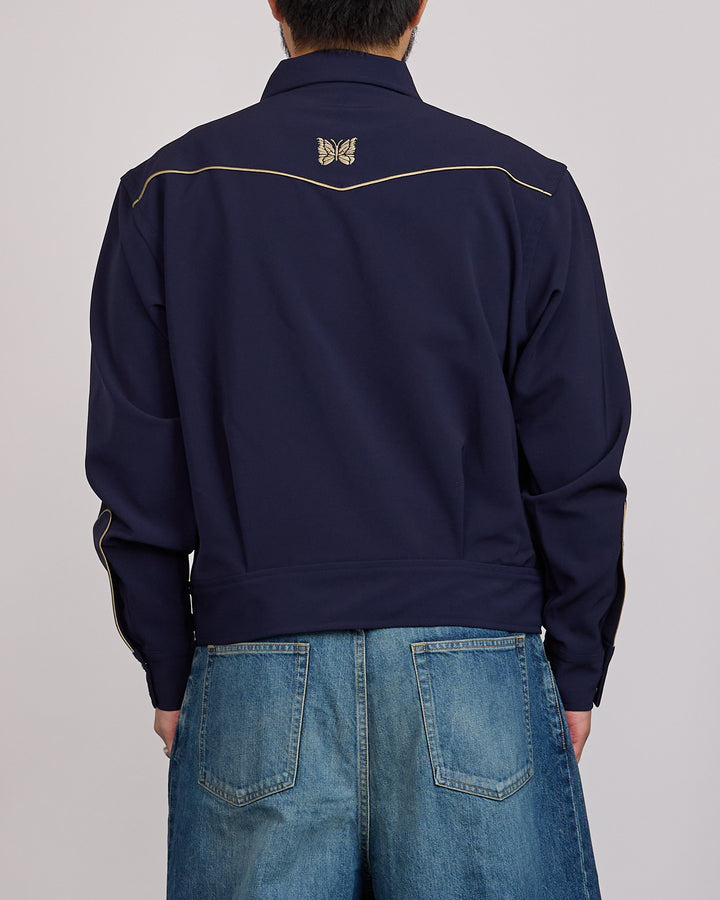 Needles Piping Cowboy Double Cloth Snap Jacket Navy