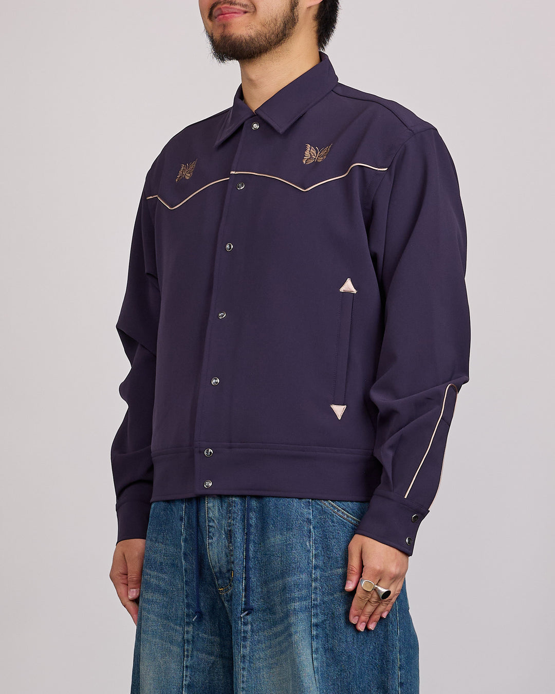 Needles Piping Cowboy Double Cloth Snap Jacket Purple