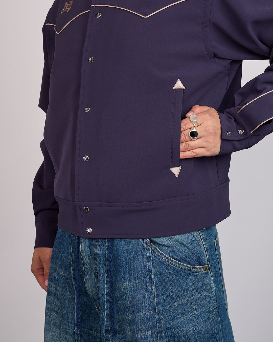 Needles Piping Cowboy Double Cloth Snap Jacket Purple
