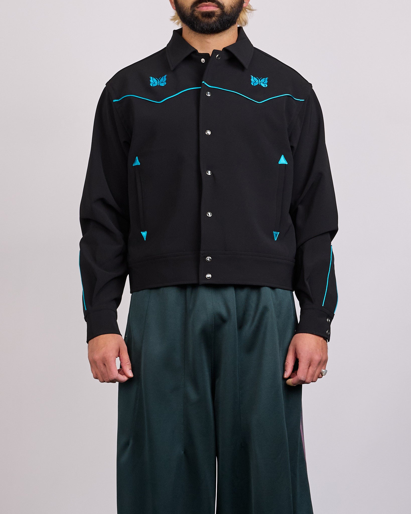 Needles Piping Cowboy Jacket Black Cyan – LESS 17