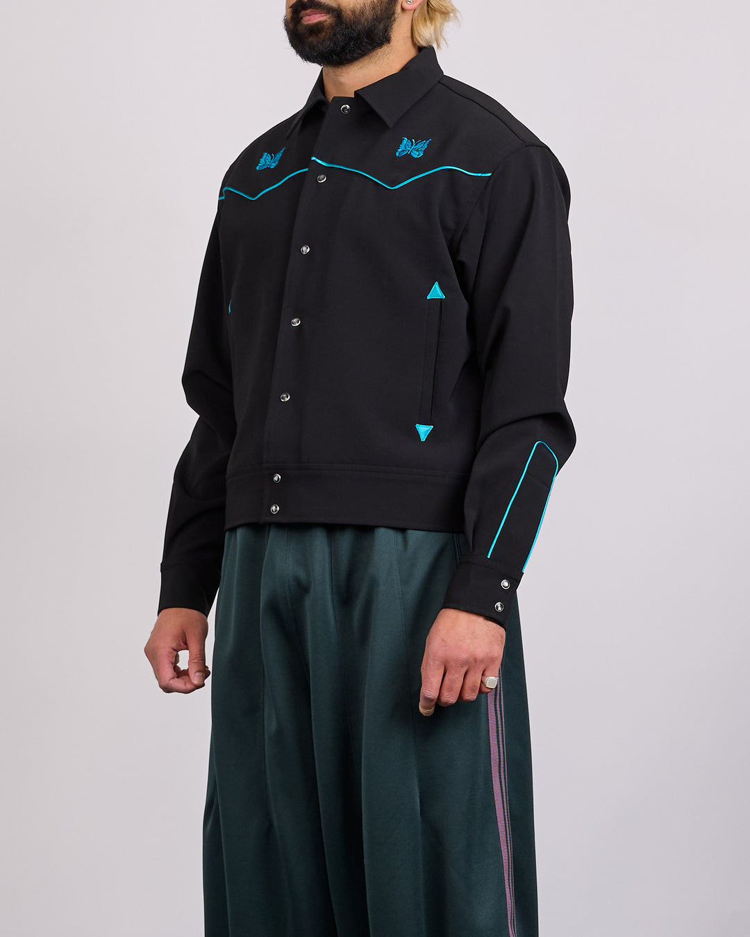 Needles Piping Cowboy Jacket Black Cyan