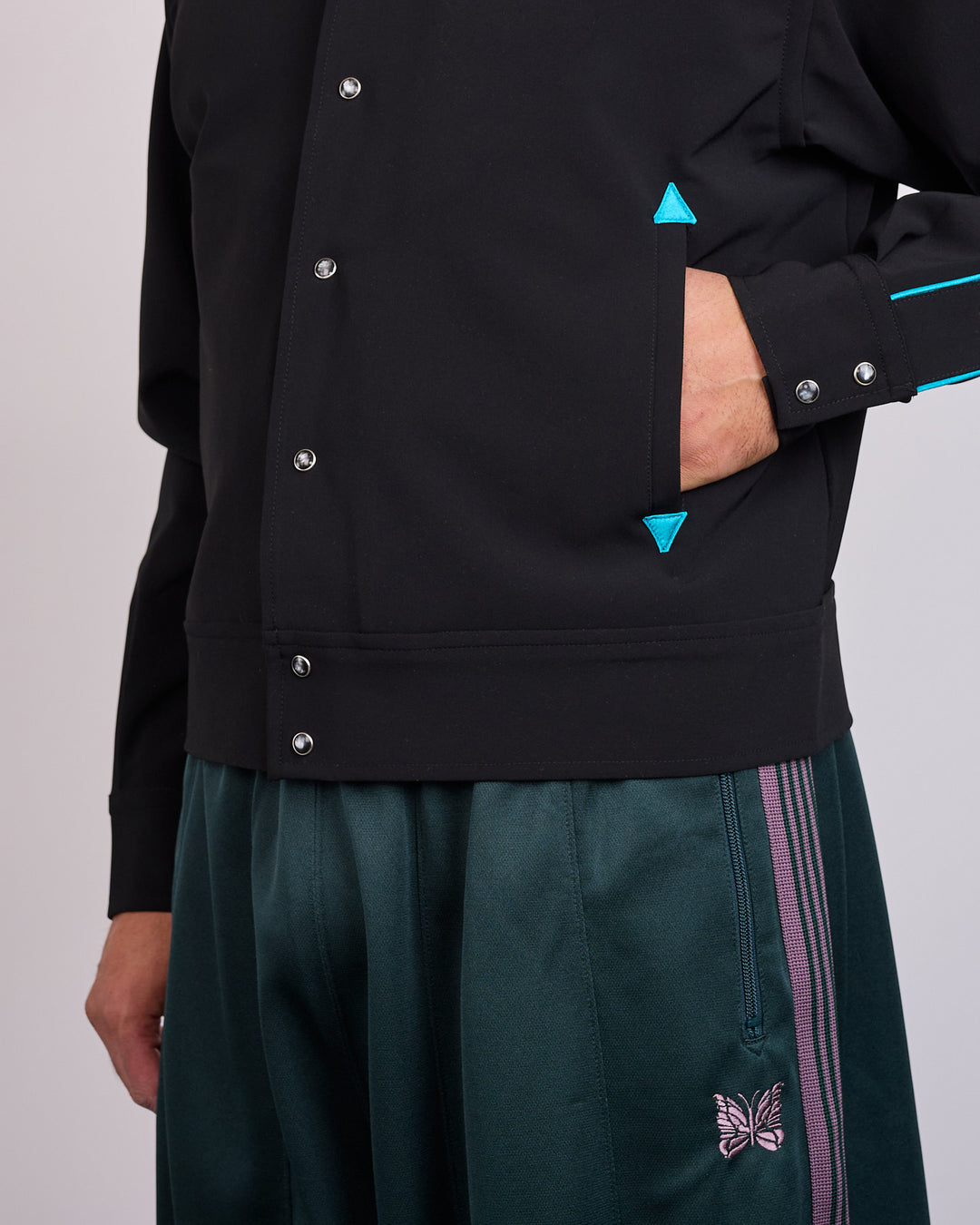 Needles Piping Cowboy Jacket Black Cyan