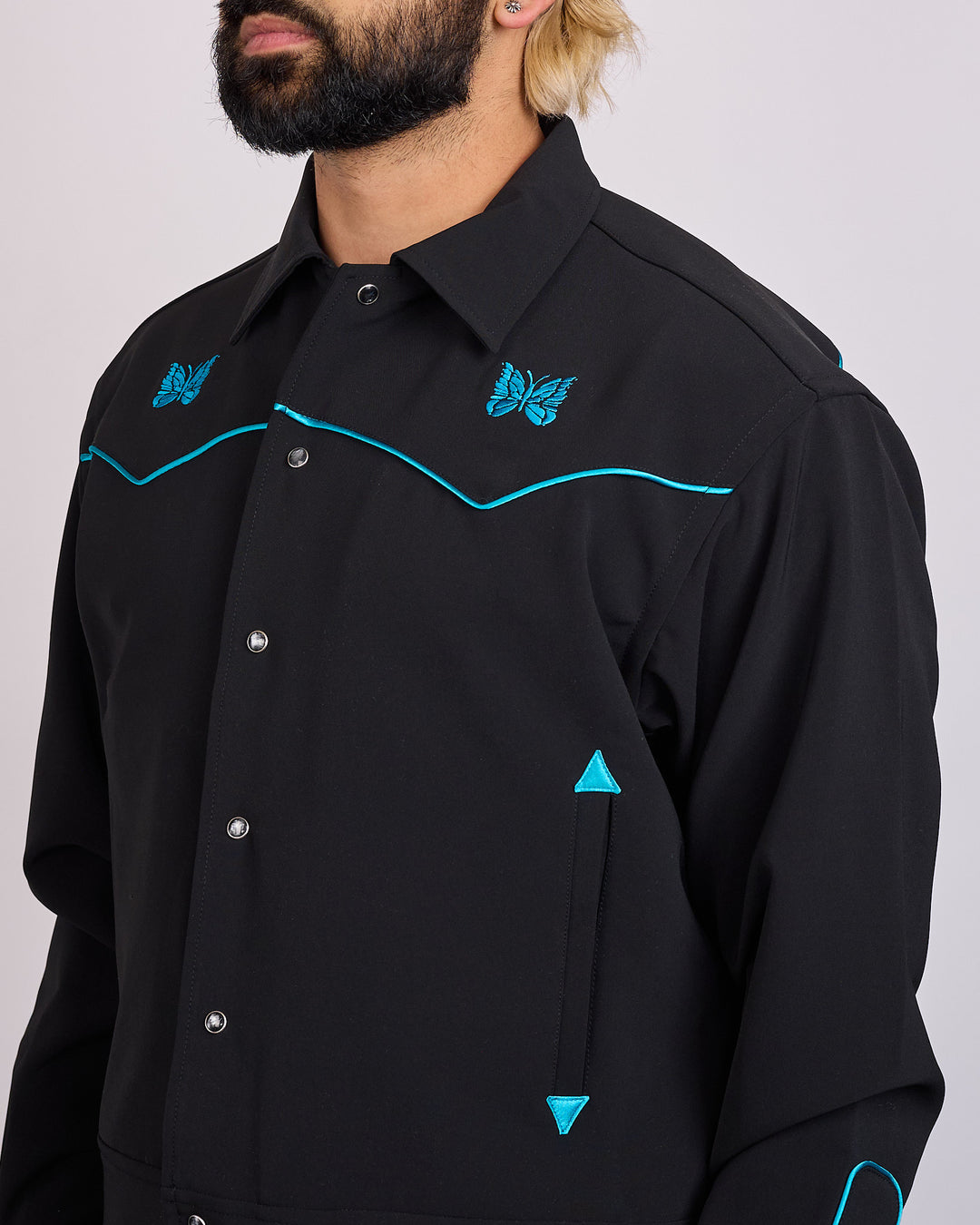 Needles Piping Cowboy Jacket Black Cyan
