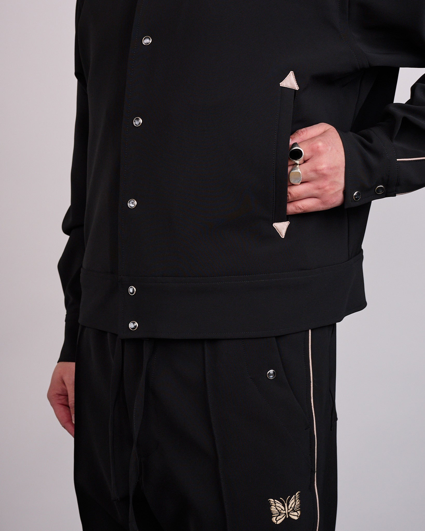 Needles Piping Cowboy Jacket Double Cloth Black – LESS 17