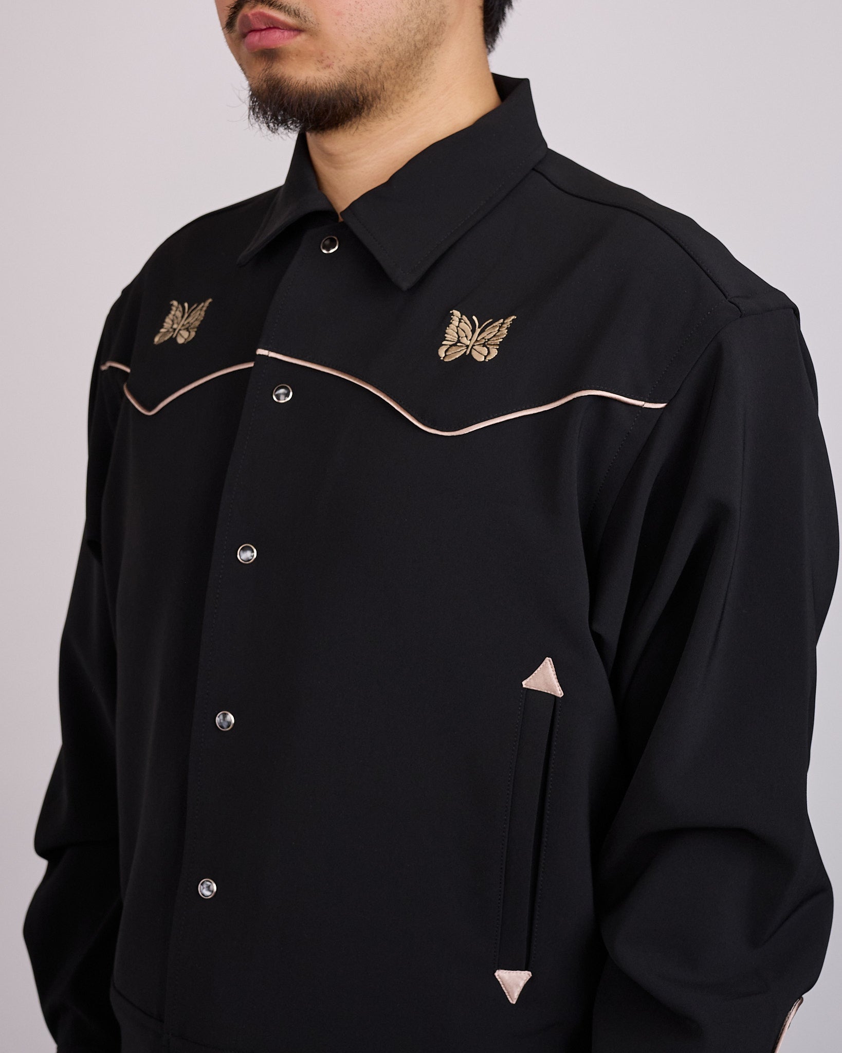 Needles Piping Cowboy Jacket Double Cloth Black – LESS 17 Needles Piping Cowboy Jacket Double Cloth Black – LESS 17