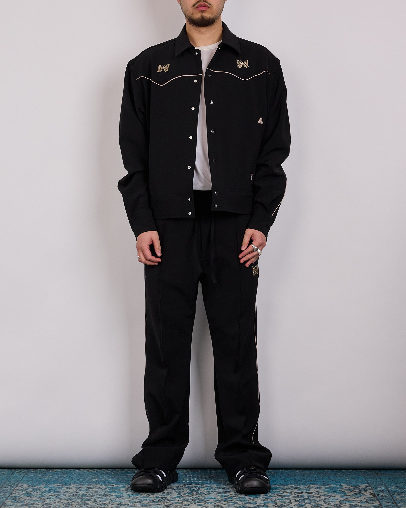 Needles Piping Cowboy Jacket Double Cloth Black – LESS 17