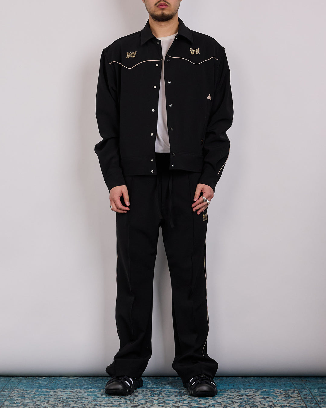 Needles Piping Cowboy Jacket Double Cloth Black