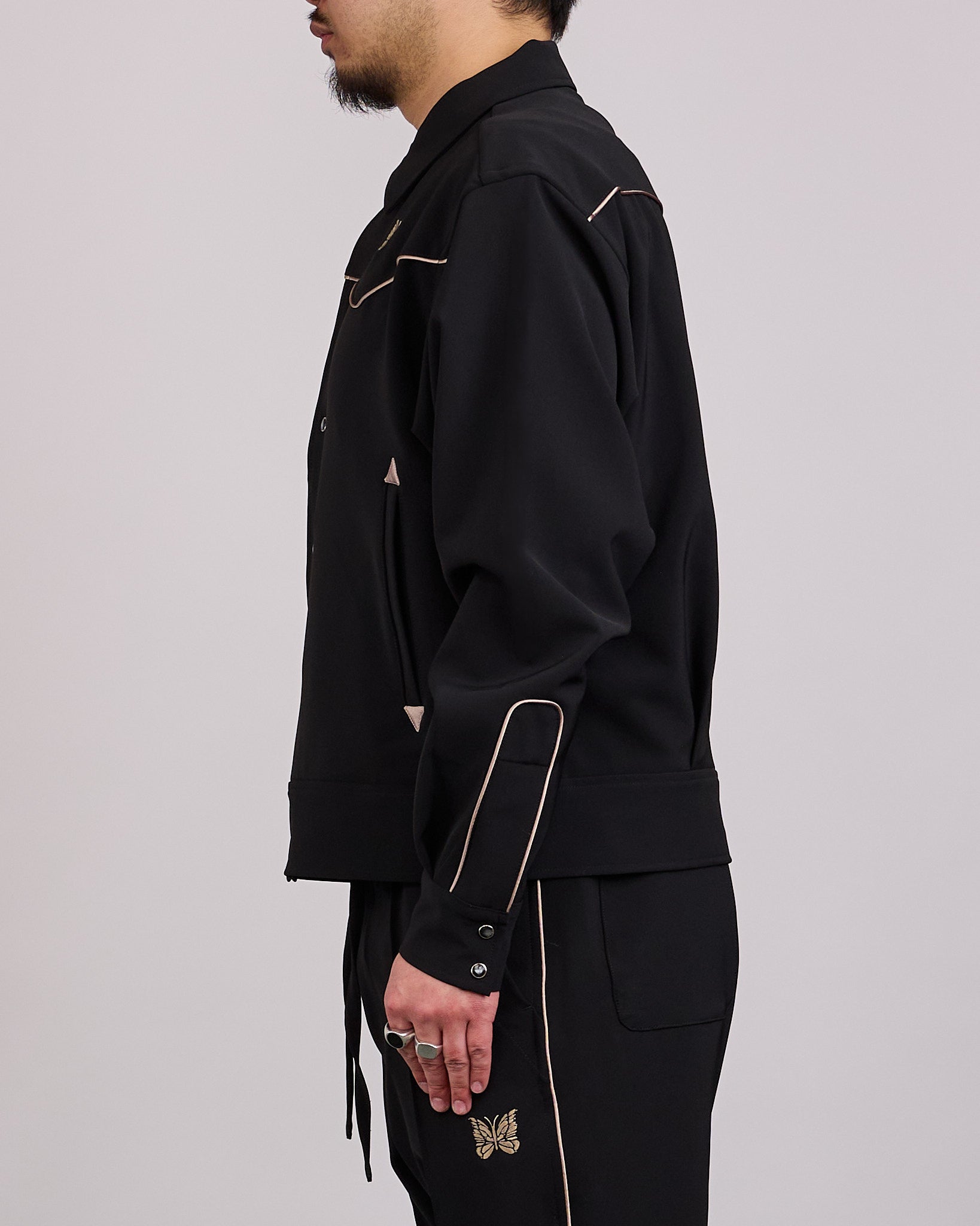 Needles Piping Cowboy Jacket Double Cloth Black – LESS 17