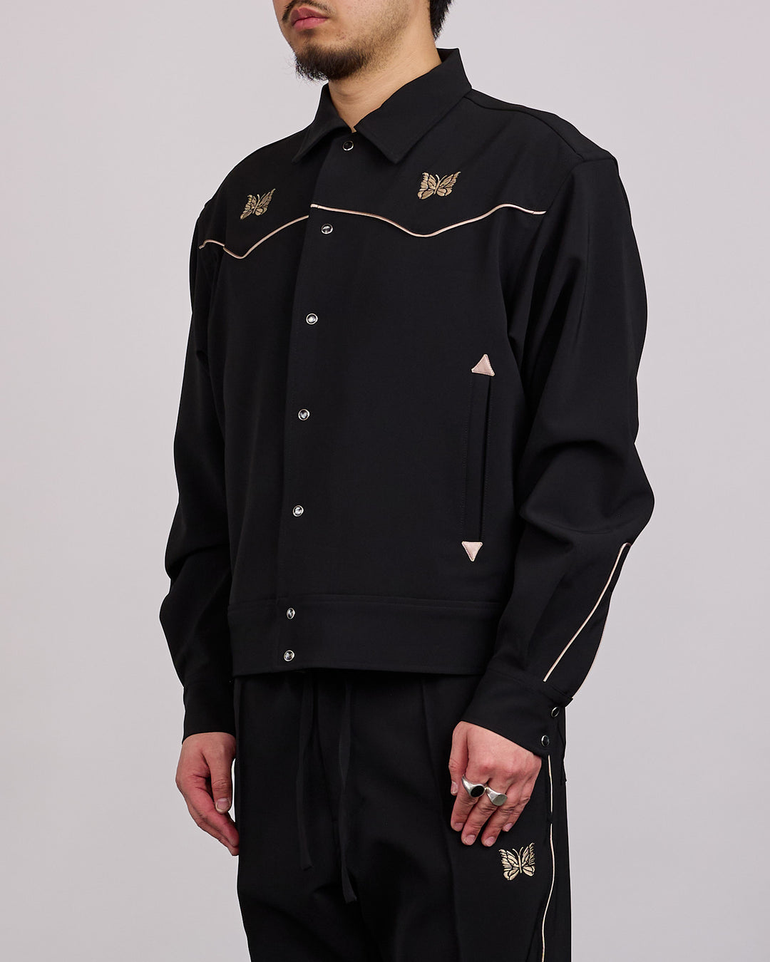 Needles Piping Cowboy Jacket Double Cloth Black