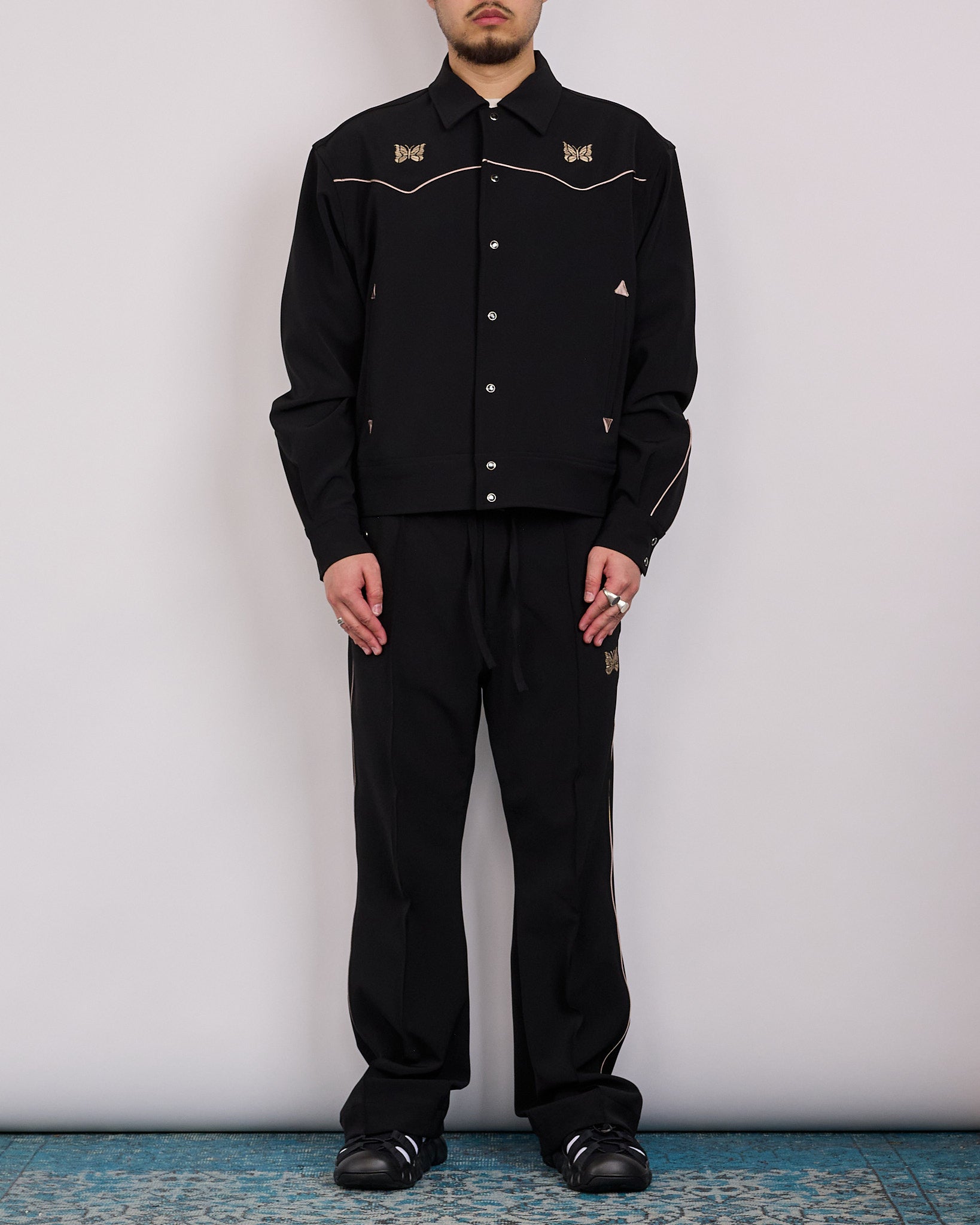 Needles Piping Cowboy Pant Double Cloth Black – LESS 17