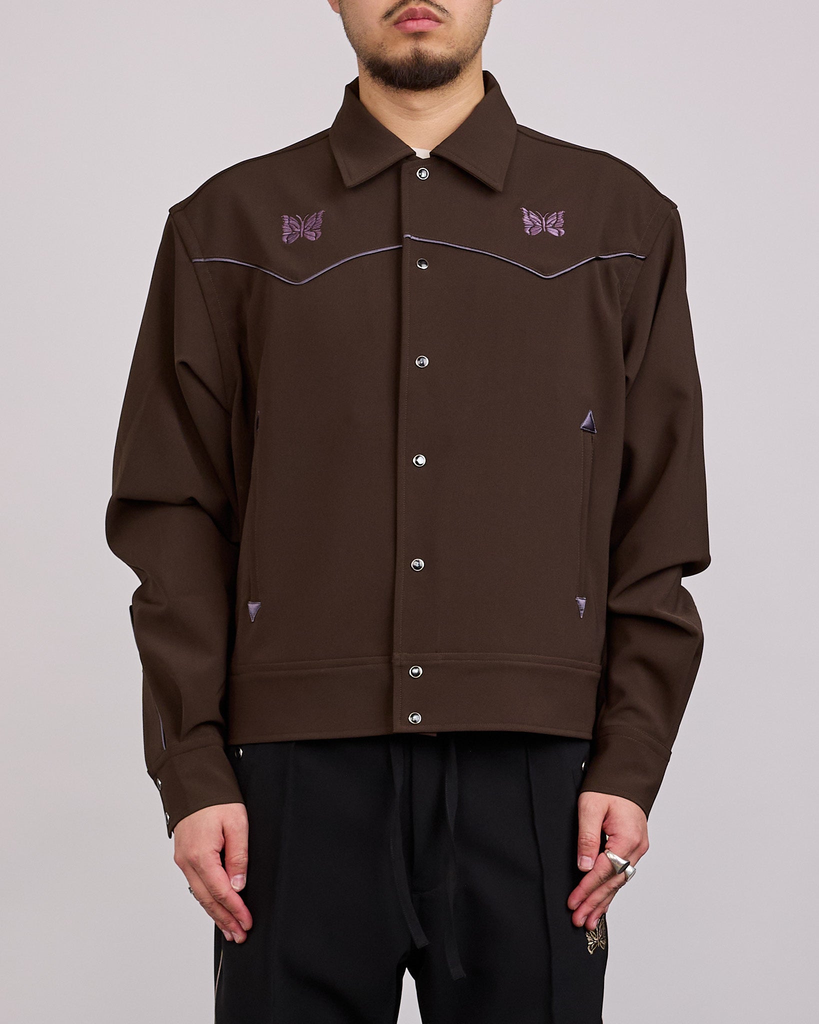 Needles Piping Cowboy Jacket Double Cloth Brown – LESS 17