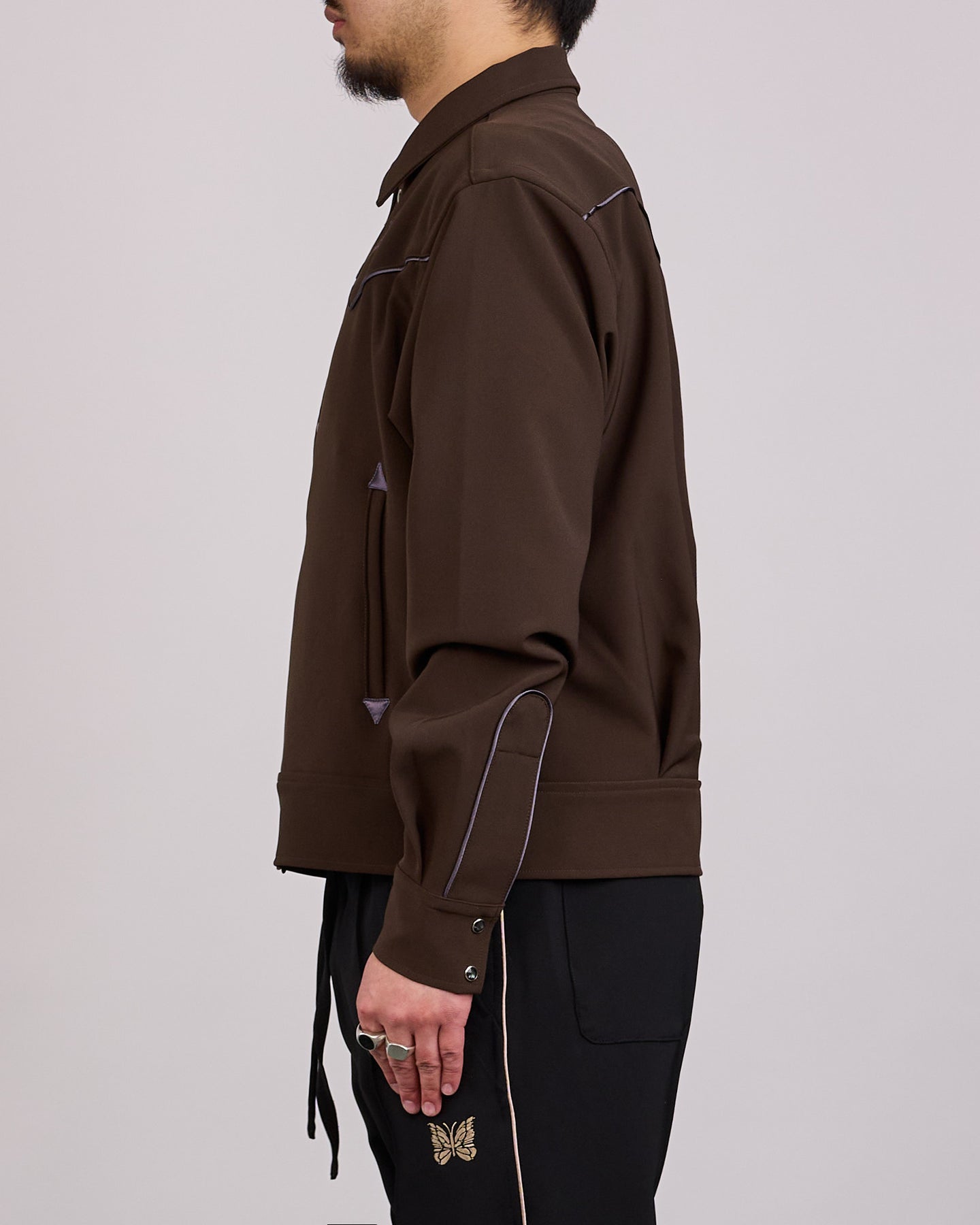 Needles Piping Cowboy Jacket Double Cloth Brown – LESS 17