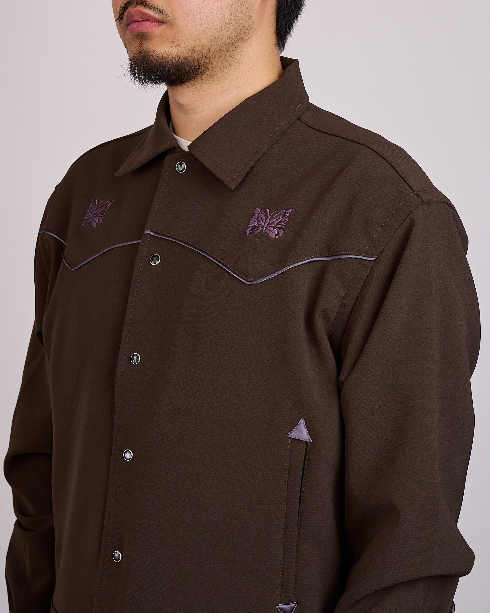 Needles Piping Cowboy Jacket Double Cloth Brown – LESS 17