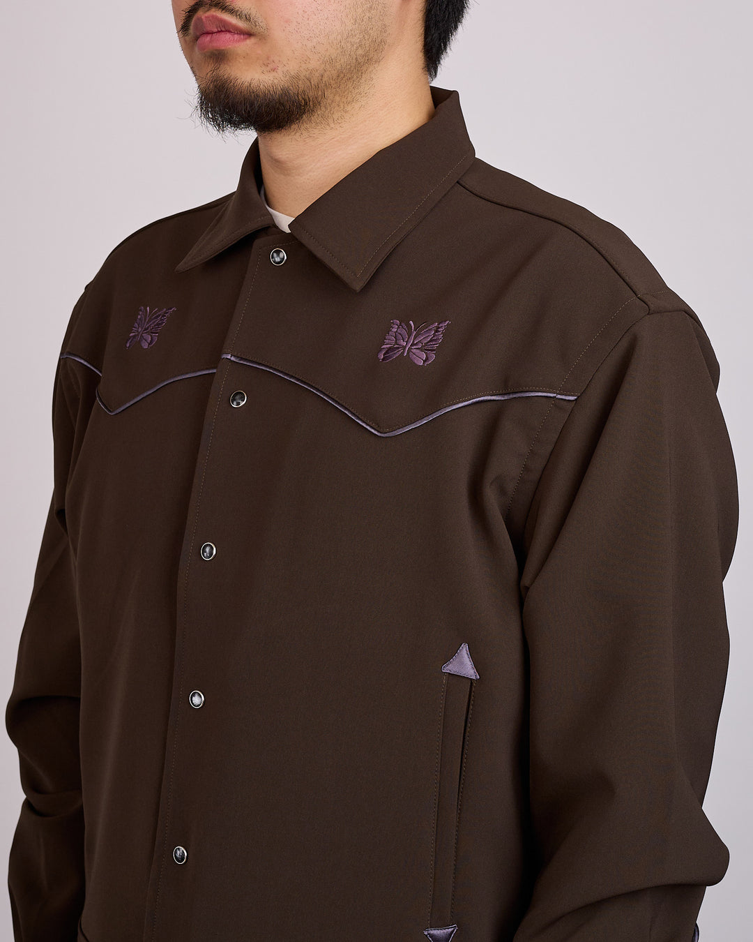 Needles Piping Cowboy Jacket Double Cloth Brown