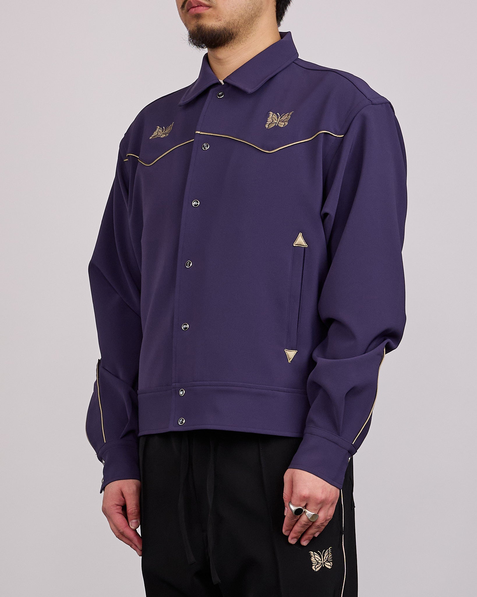 Needles Piping Cowboy Jacket Double Cloth Dk.Navy – LESS 17