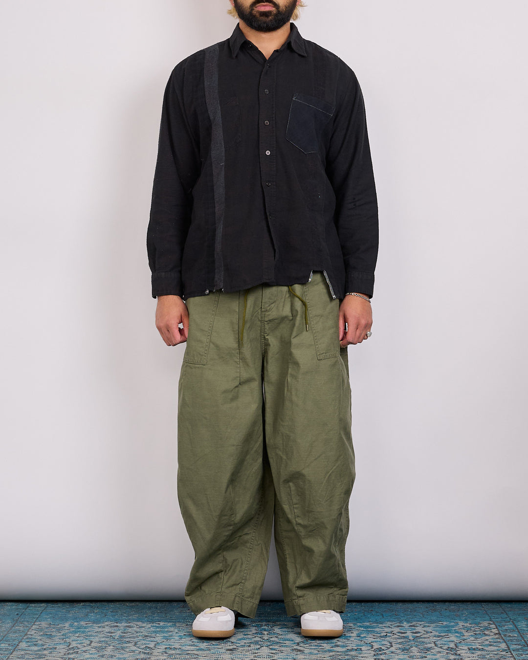 Needles Rebuild 7-Cuts Button Shirt Assorted Black Overdye