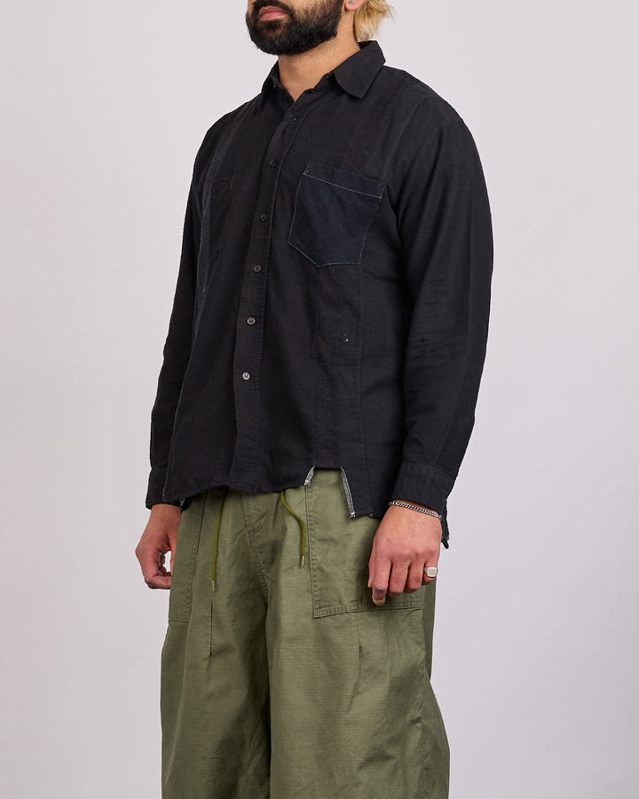 Needles Rebuild 7-Cuts Button Shirt Assorted Black Overdye