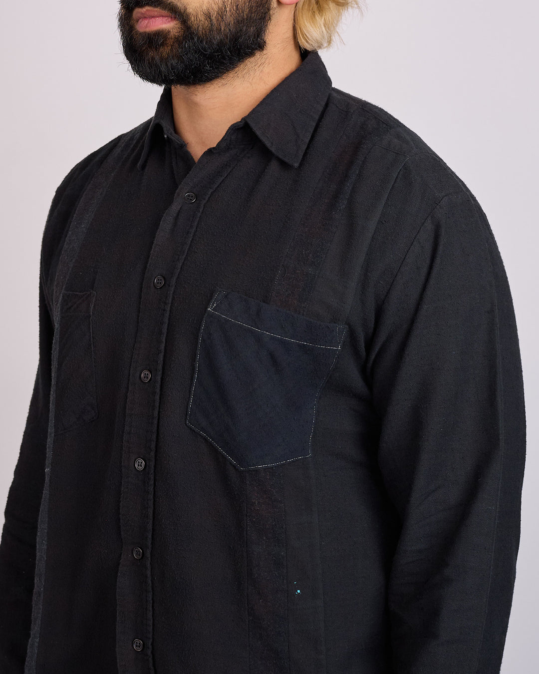 Needles Rebuild 7-Cuts Button Shirt Assorted Black Overdye