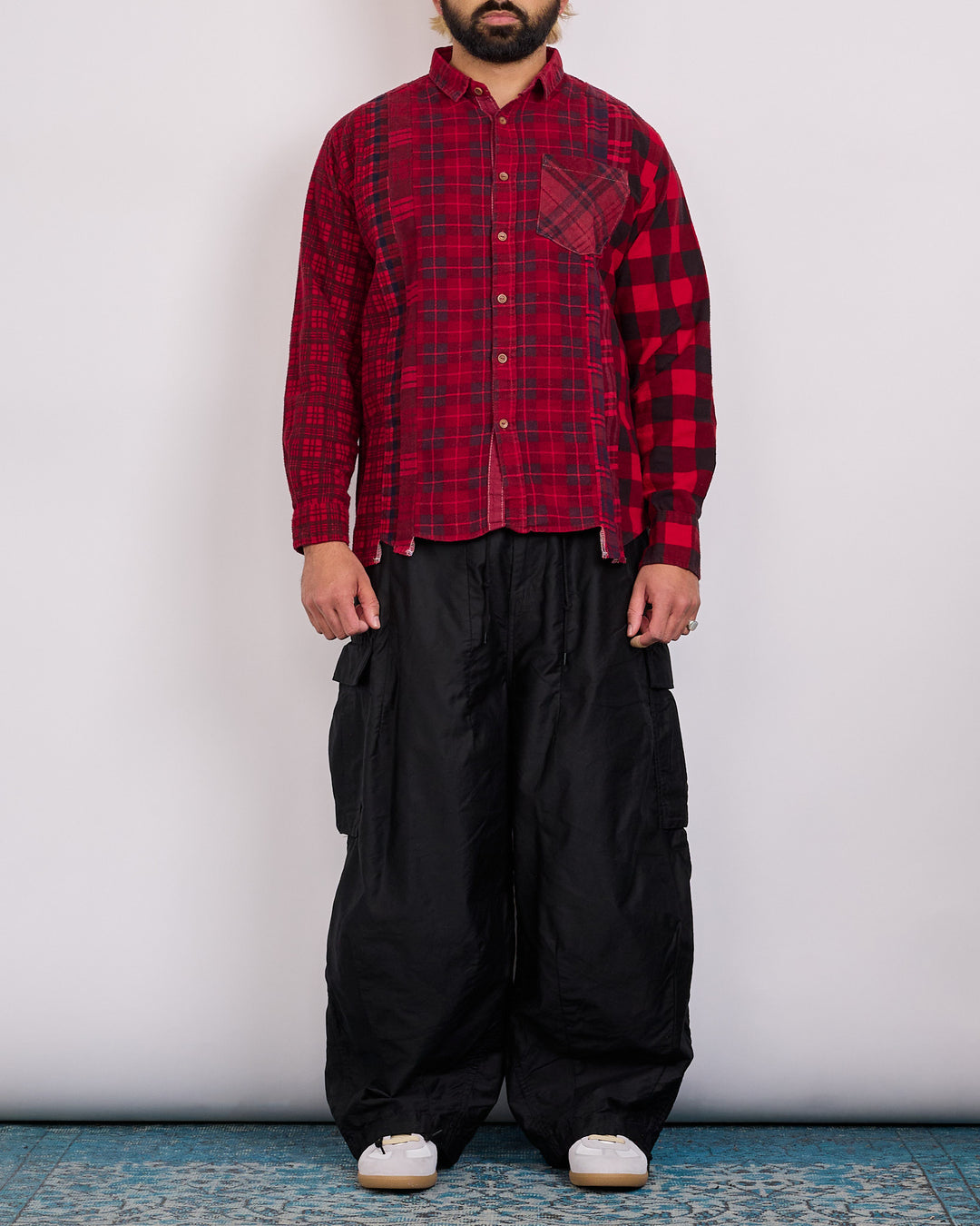 Needles Rebuild 7-Cuts Button Shirt Assorted Red Overdye