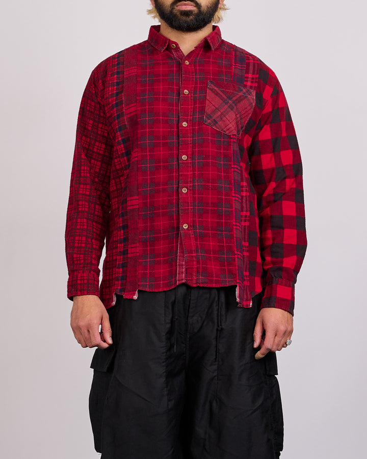 Needles Rebuild 7-Cuts Button Shirt Assorted Red Overdye