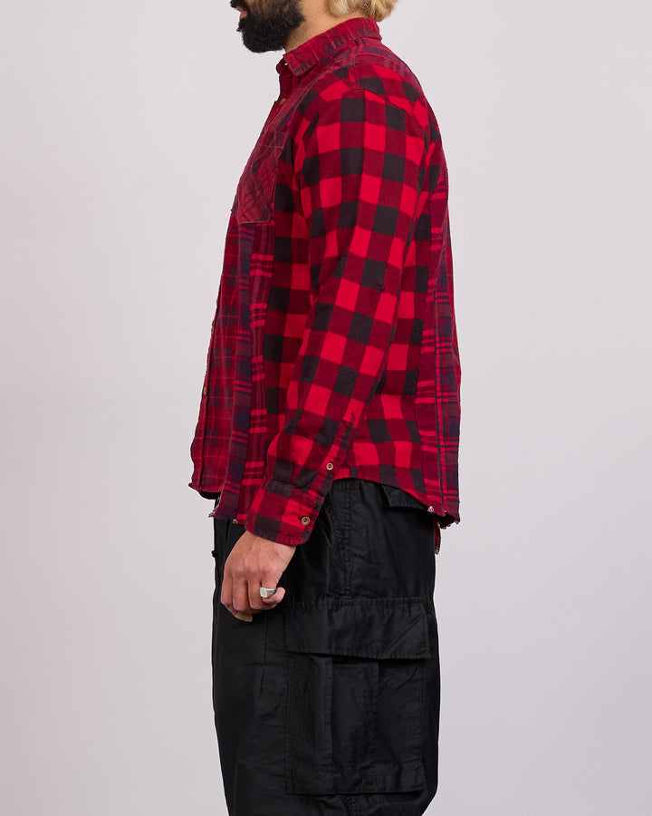 Needles Rebuild 7-Cuts Button Shirt Assorted Red Overdye