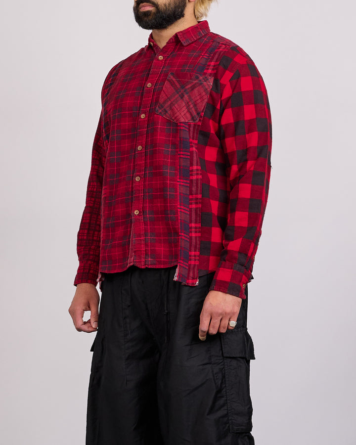 Needles Rebuild 7-Cuts Button Shirt Assorted Red Overdye